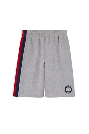 Shorts in jersey di cotone felpato grigio chiaro GUCCI KIDS | 805454XJGX51183